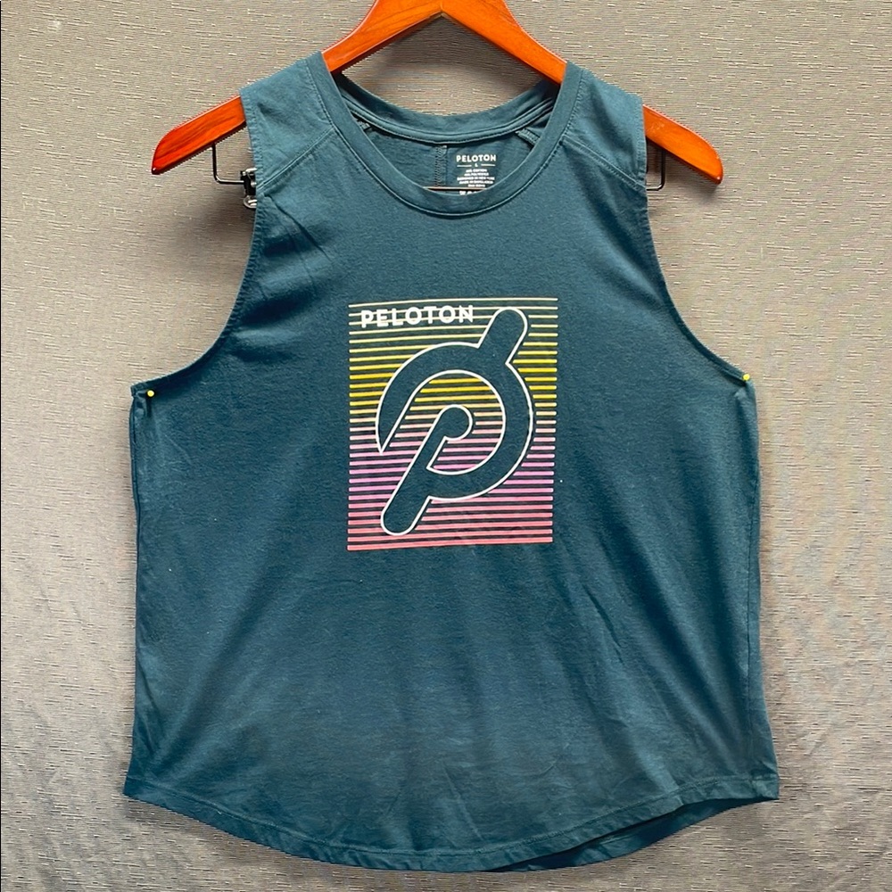 Peloton Blue Muscle Tee with Graphic Logo